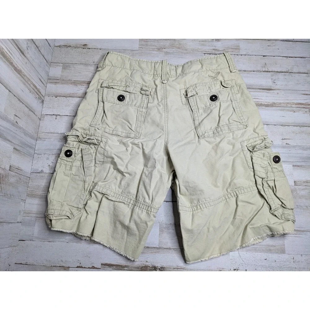 American Eagle Cargo Shorts Mens 30‎ Tan Khaki Ripstop Longboard Outdoors Skater